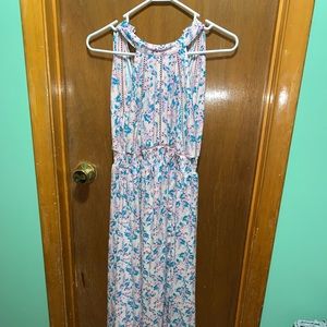 Pink and blue floral maxi dress
